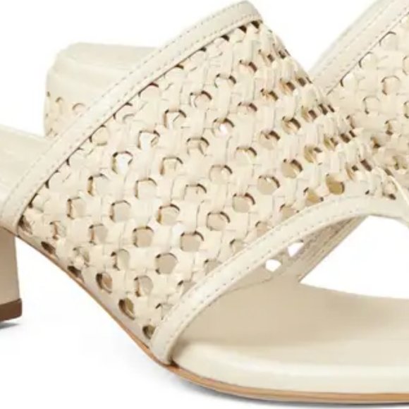Tory Burch $378 NIB Woven Raffia Heeled Sandal New Ivory Natural 9.5 - Picture 2 of 6